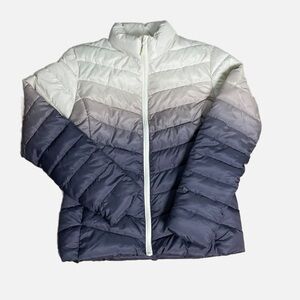 Zyia Active Women's Blanca‎ Peak Puffer Jacket Ombré Purple Medium Zipper NWOT